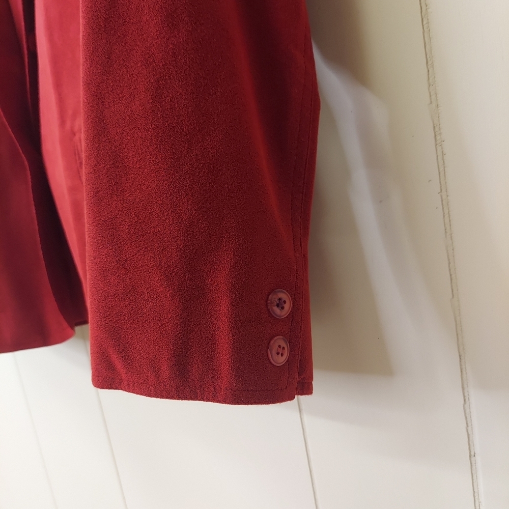 Blassport Ultra Suede Blazer Jacket Women Medium Red Long Sleeve DISCOLORED - Picture 3 of 15